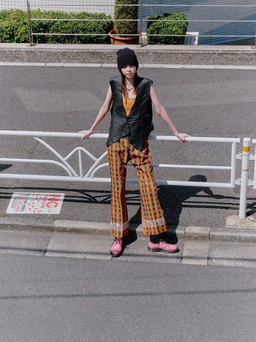 70s Embroidered Tartan Pants