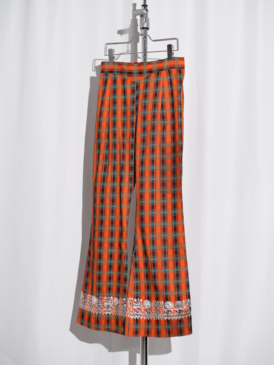 70s Embroidered Tartan Pants