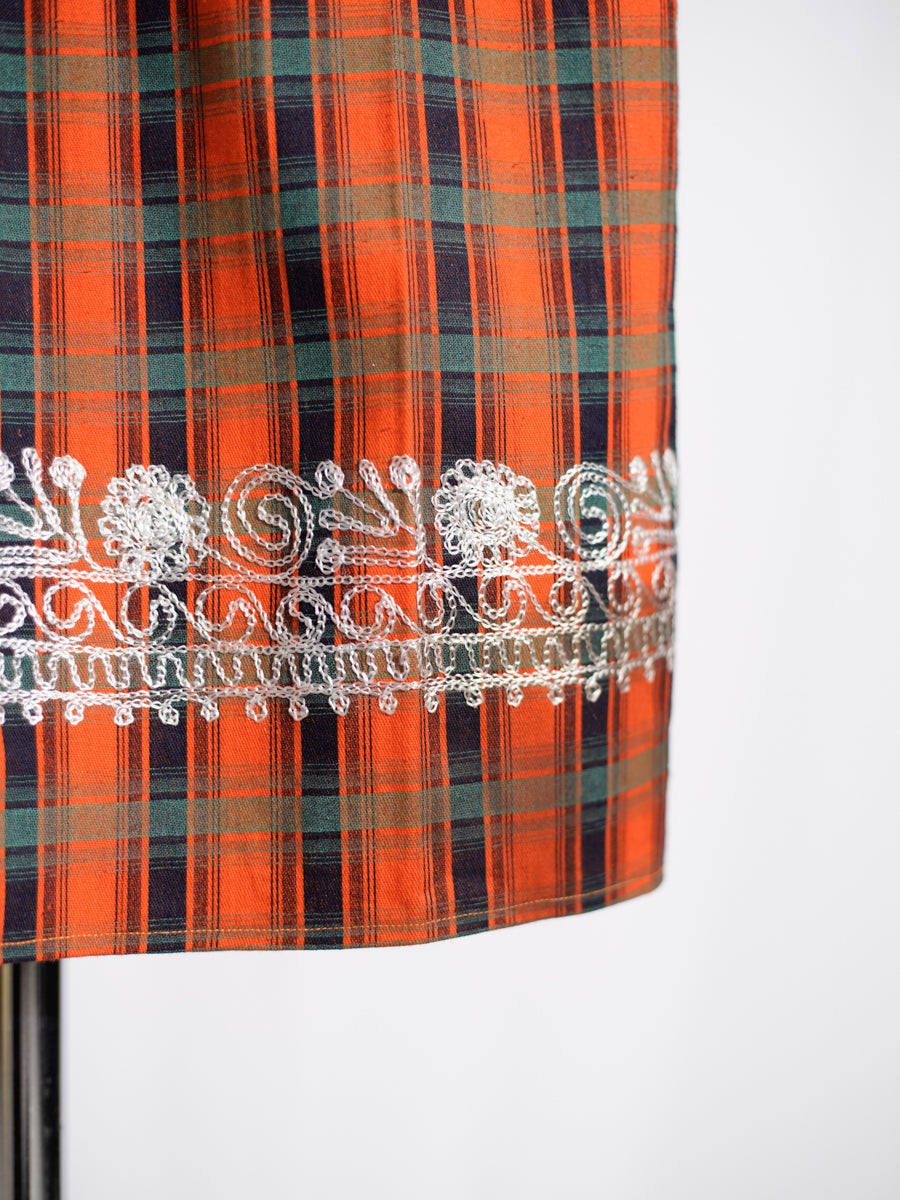 70s Embroidered Tartan Pants