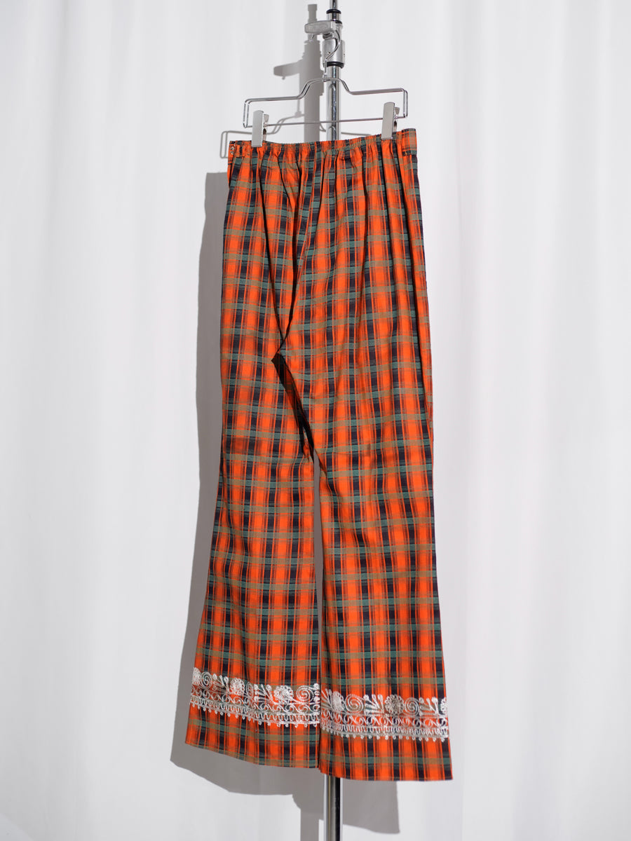 70s Embroidered Tartan Pants