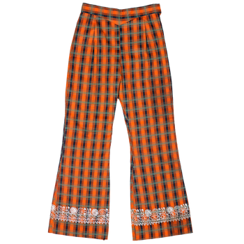 70s Embroidered Tartan Pants