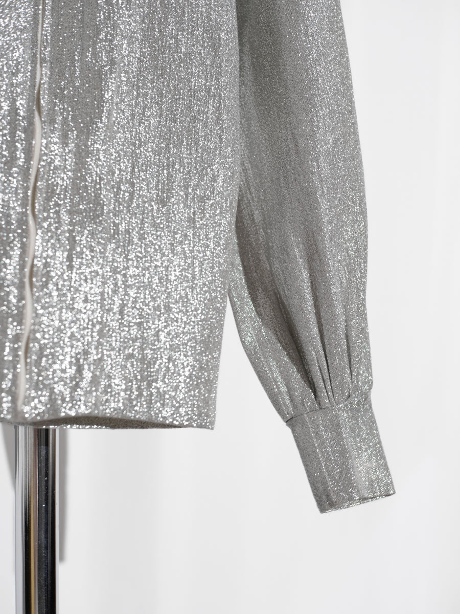 70s Glam Silver zip Blouse (Tailer made)