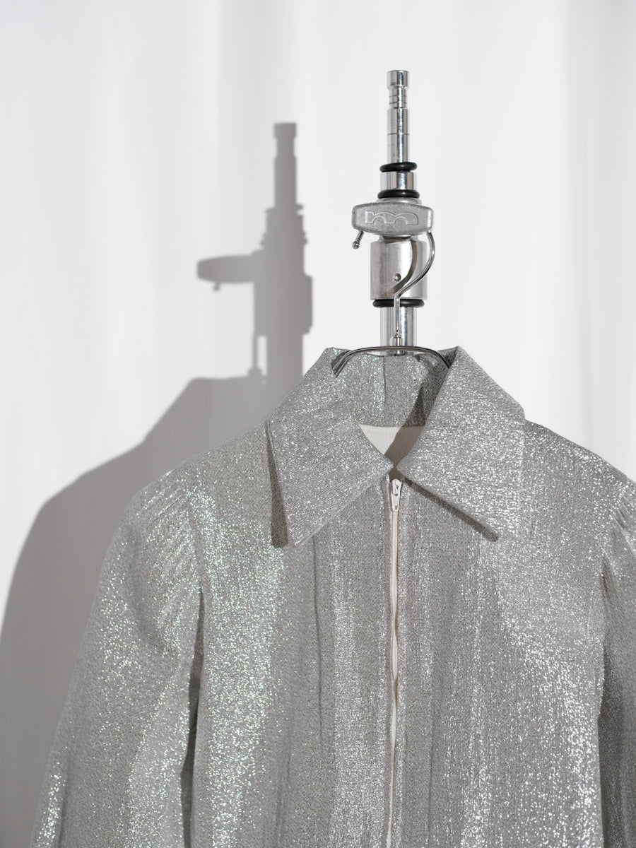 70s Glam Silver zip Blouse (Tailer made)