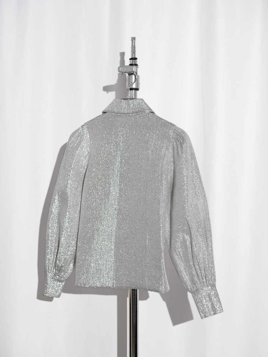 70s Glam Silver zip Blouse (Tailer made)