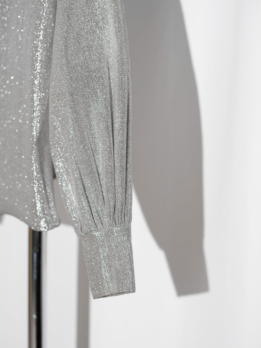 70s Glam Silver zip Blouse (Tailer made)