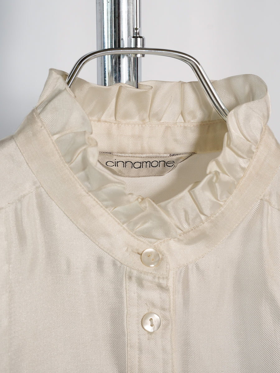 Ruffled Stand Collar Shirt