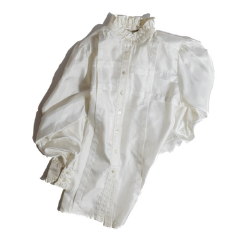 Ruffled Stand Collar Shirt