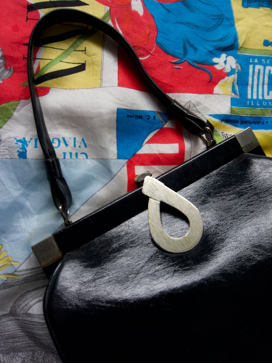 60s Silver Clasp Handle Bag