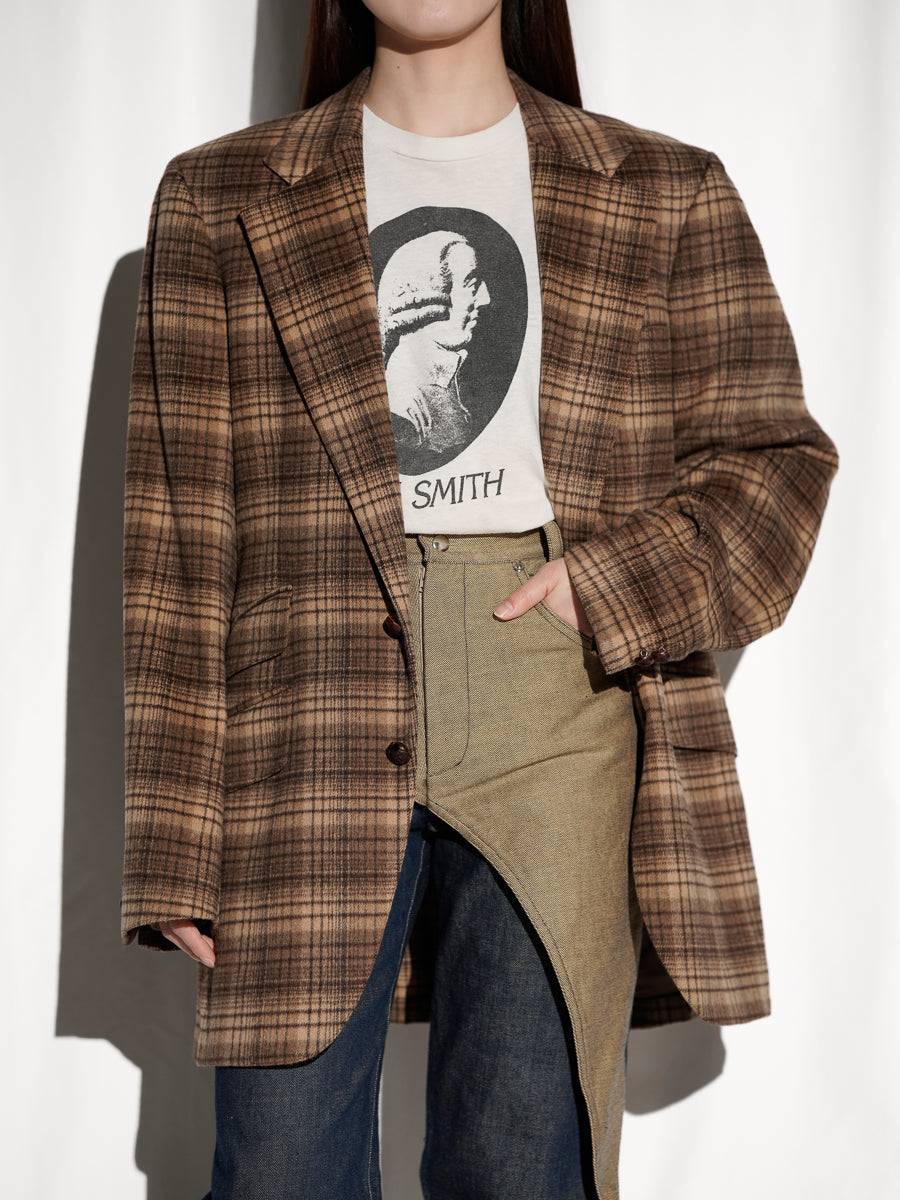 Ombre Plaid Tailored Jacket