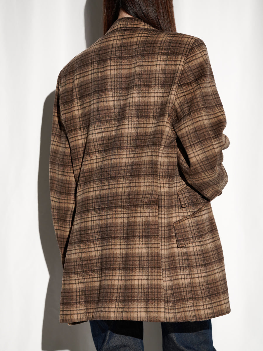 Ombre Plaid Tailored Jacket