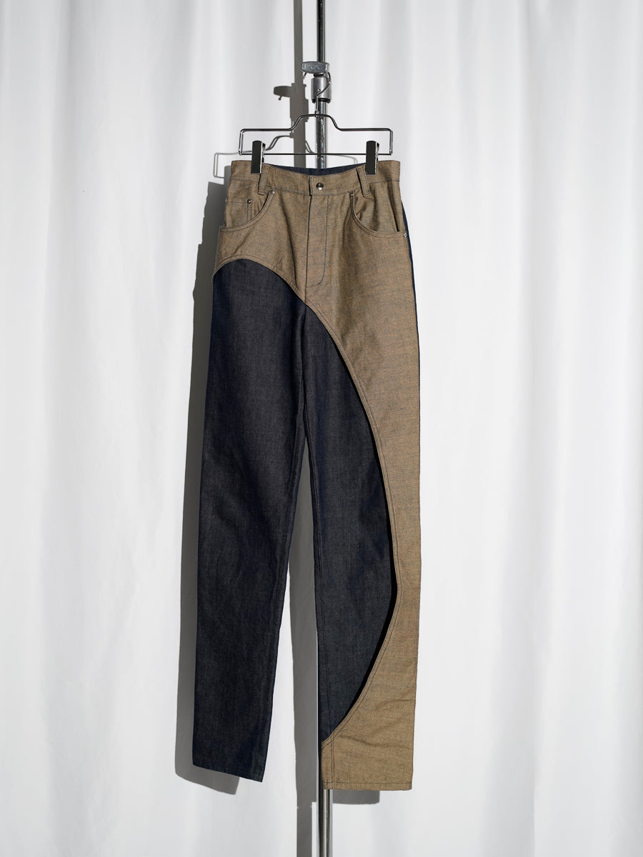 Asymmetric Panel Denim Pants