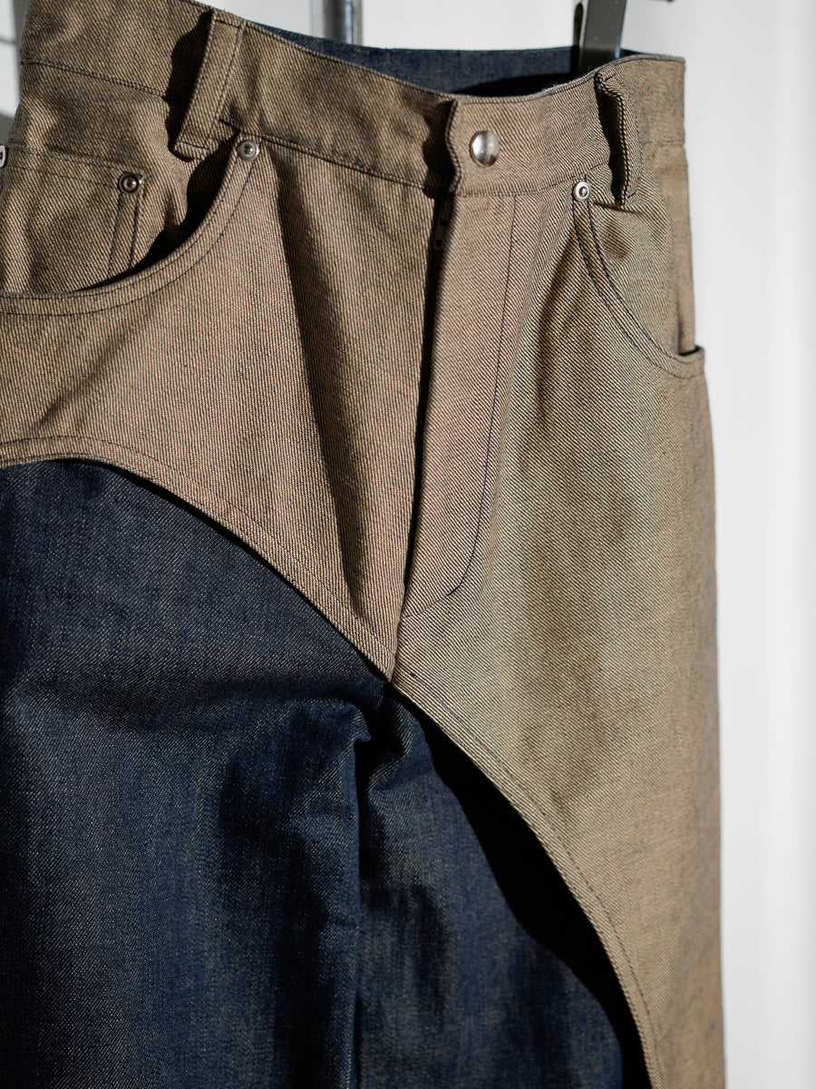 Asymmetric Panel Denim Pants