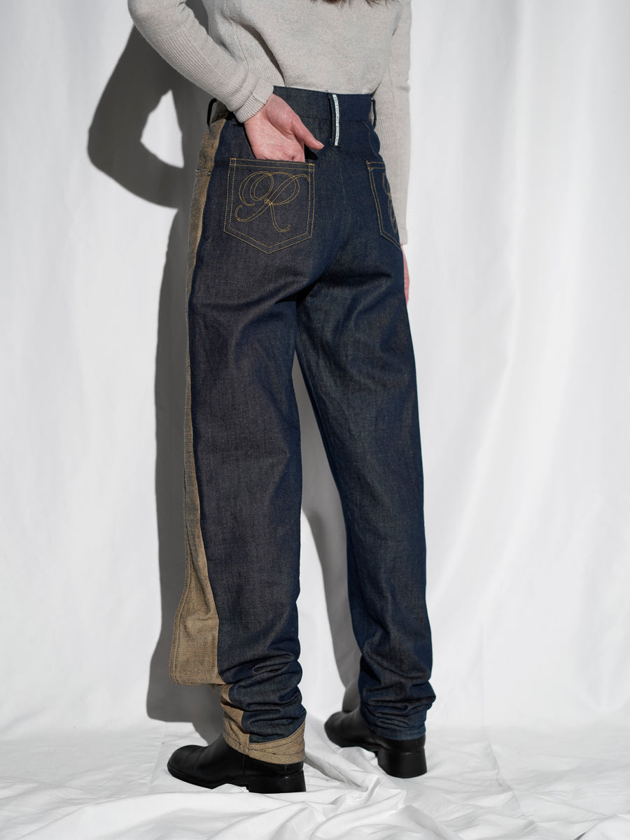 Asymmetric Panel Denim Pants