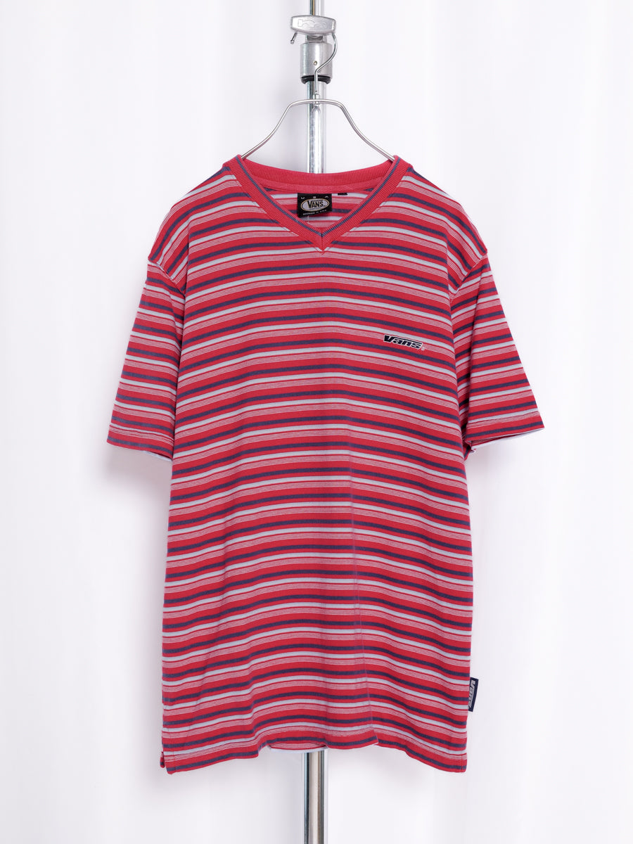 Vans in U.S.A. / V-neck Striped T-shirt
