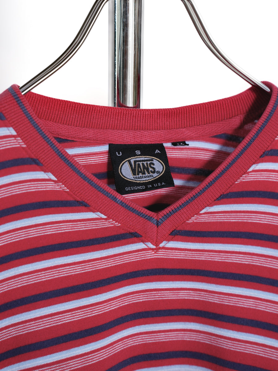 Vans in U.S.A. / V-neck Striped T-shirt