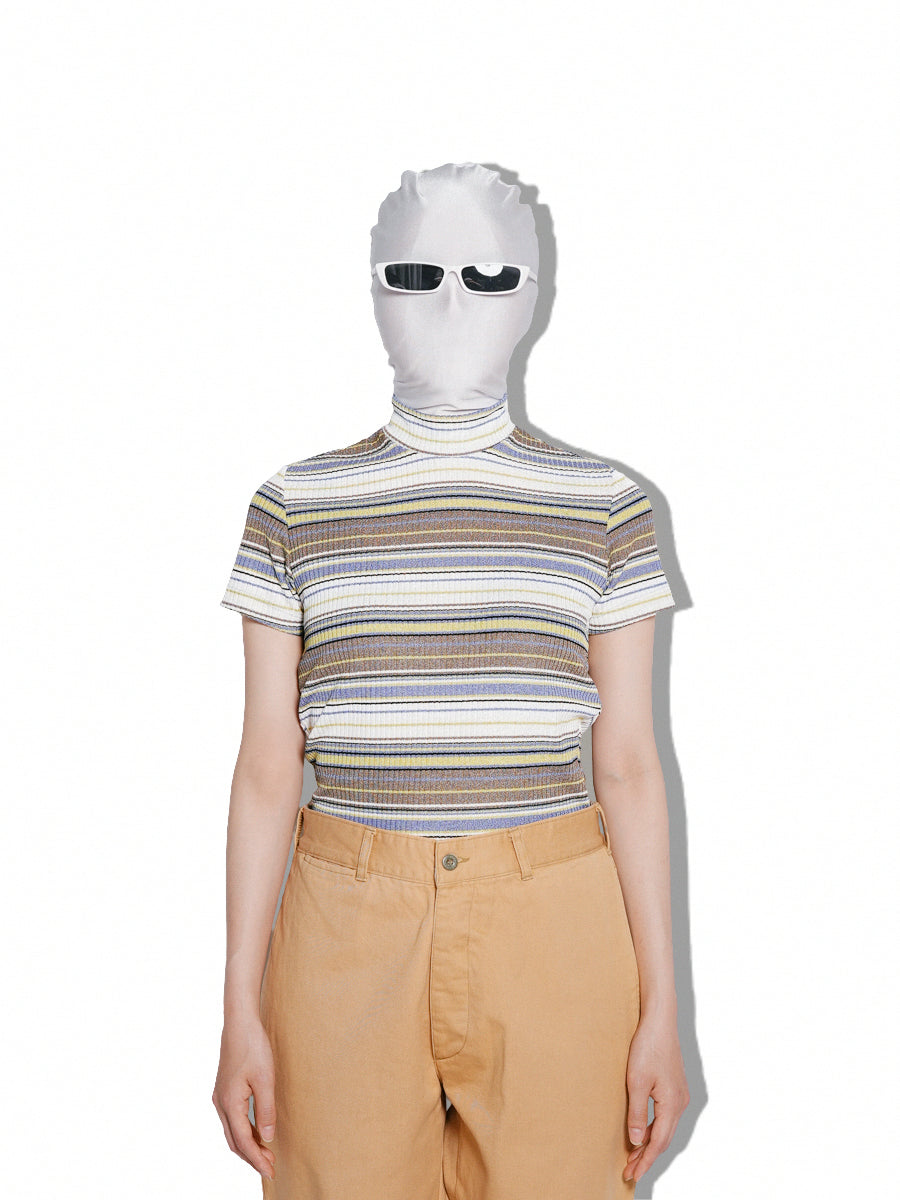 Multi Striped Mock Neck Top