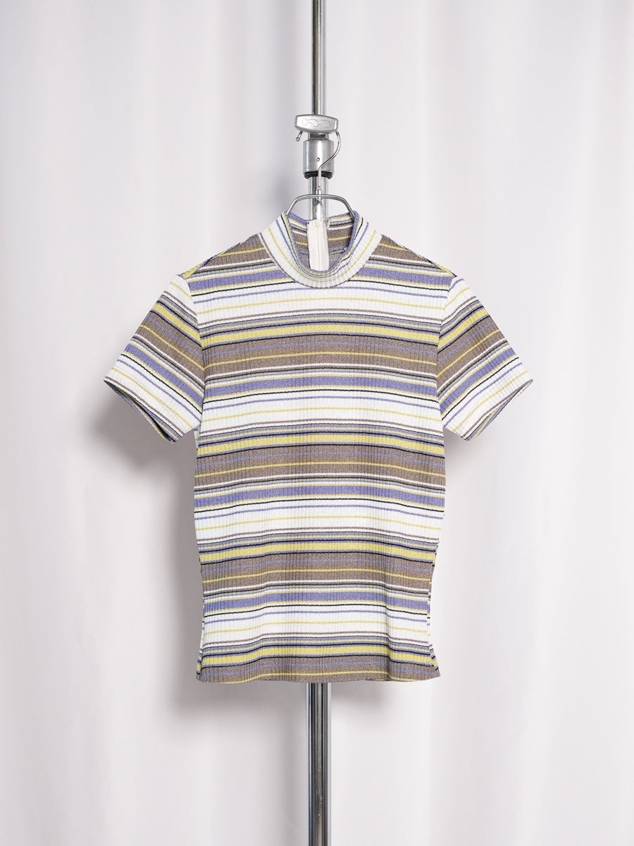 Multi Striped Mock Neck Top