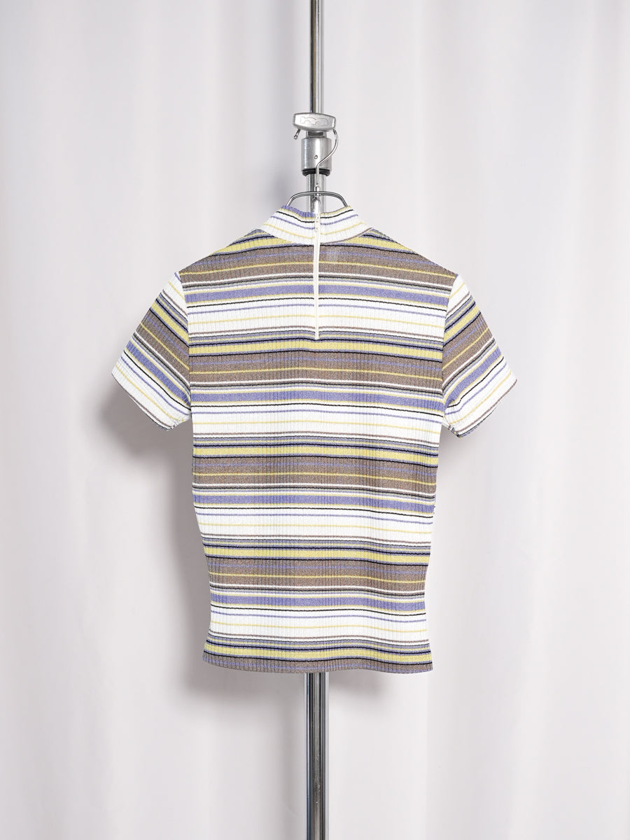 Multi Striped Mock Neck Top