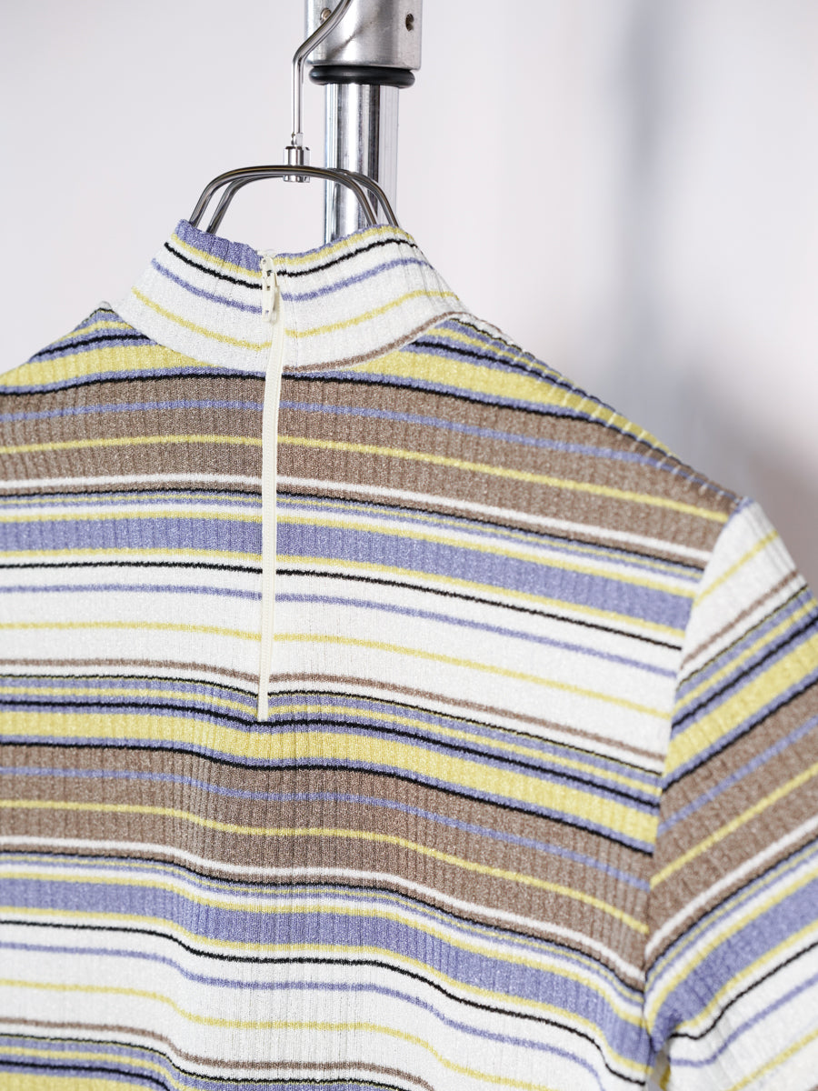 Multi Striped Mock Neck Top