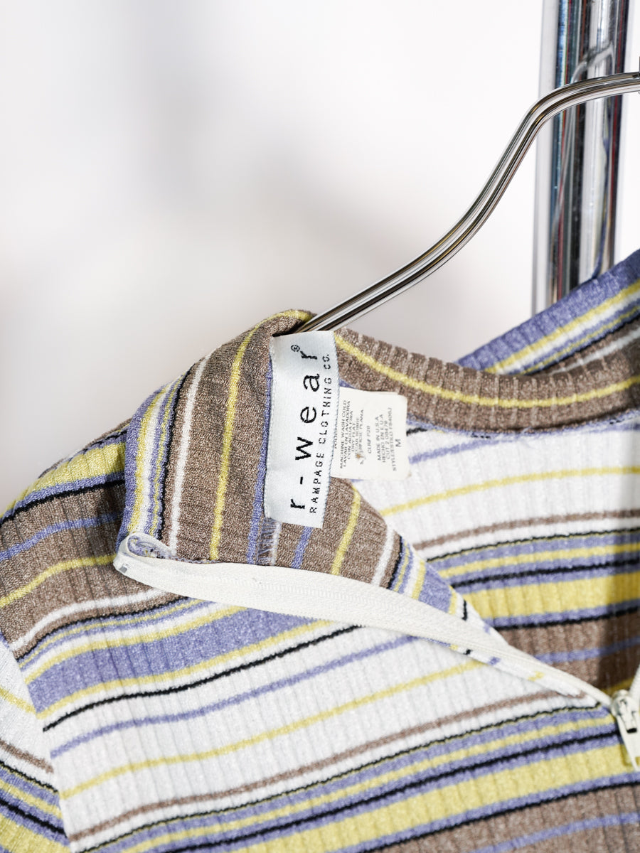 Multi Striped Mock Neck Top