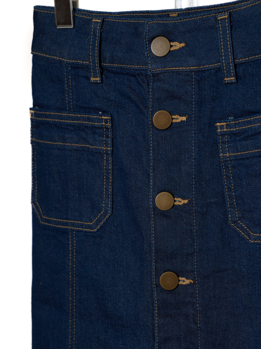 Something / Front Button Midi Denim Skirt