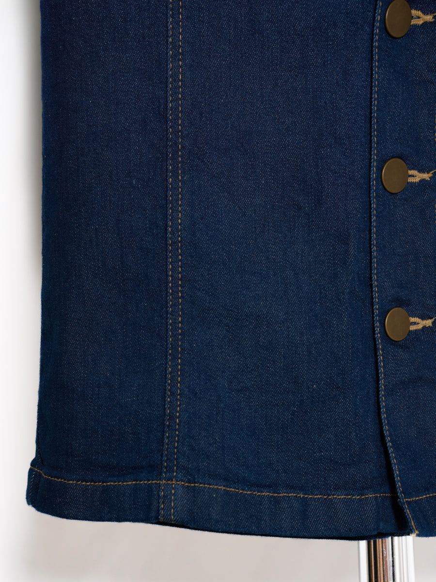 Something / Front Button Midi Denim Skirt