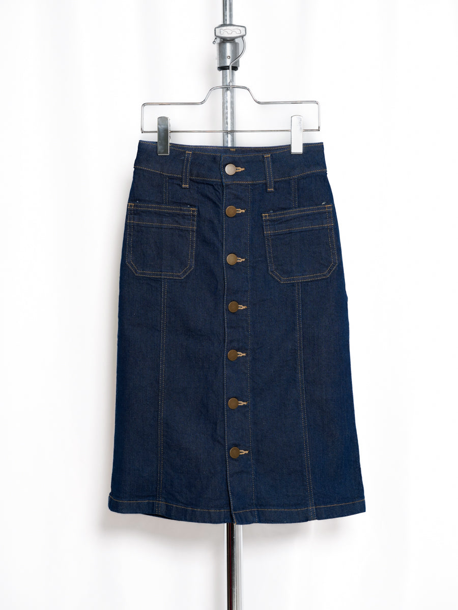 Something / Front Button Midi Denim Skirt