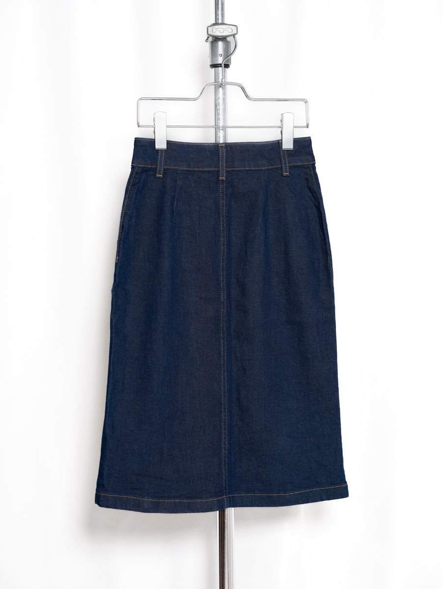 Something / Front Button Midi Denim Skirt