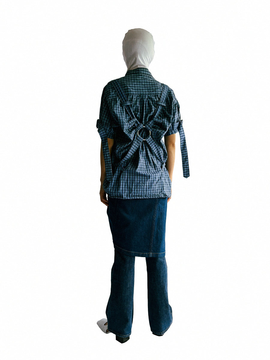 Something / Front Button Midi Denim Skirt