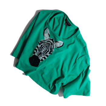 TOPSHOP / Zebra Embroidery Cropped T-shirt
