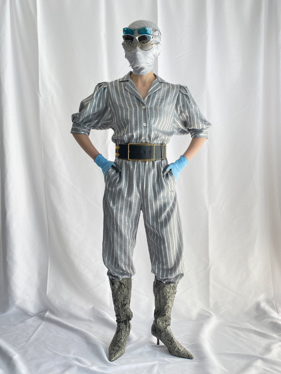 1980's Stripe Pants Dress